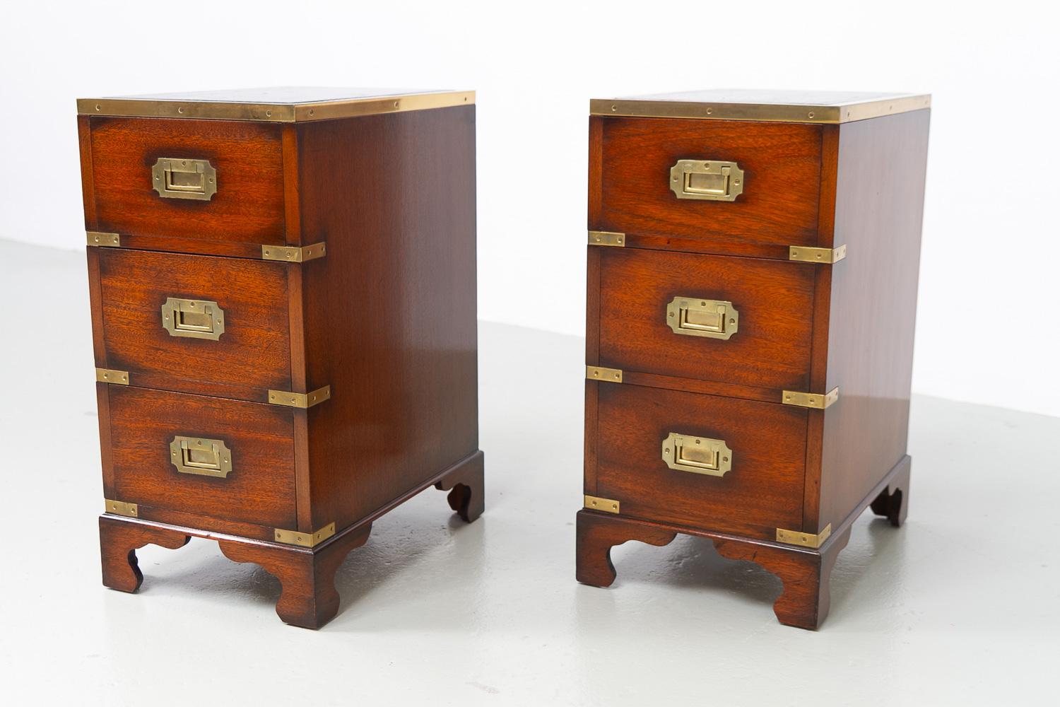 Military Campaign Style Bedside Chests, 1950s. Set of 2. For Sale 8