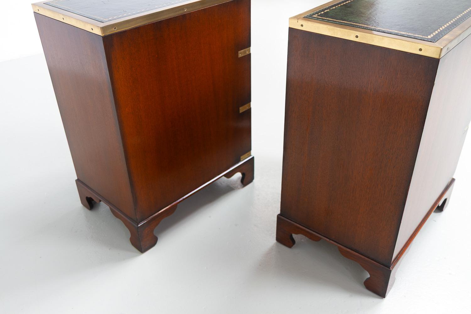 Military Campaign Style Bedside Chests, 1950s. Set of 2. For Sale 12