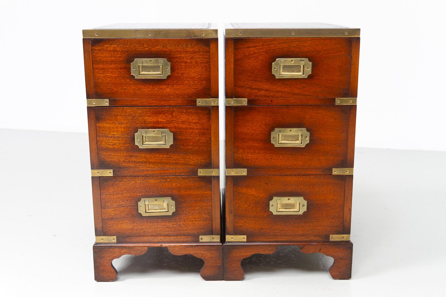 Military Campaign Style Bedside Chests, 1950s. Set of 2. For Sale 13