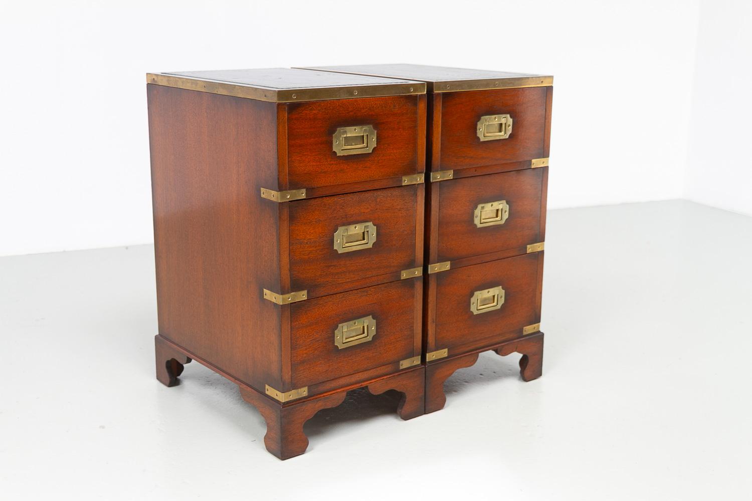 Military Campaign Style Bedside Chests, 1950s. Set of 2. For Sale 14
