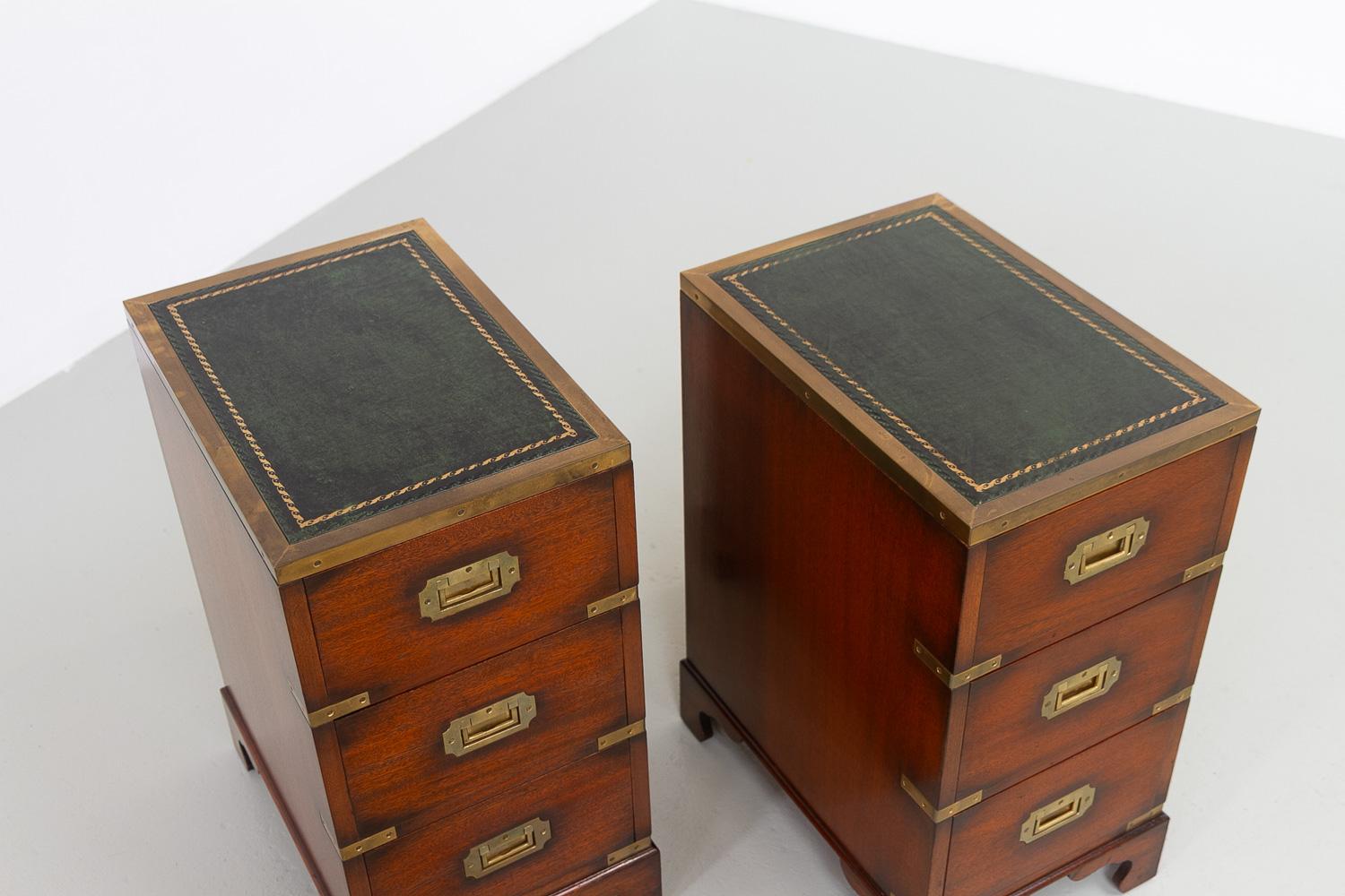 Military Campaign Style Bedside Chests, 1950s. Set of 2. In Good Condition For Sale In Asaa, DK