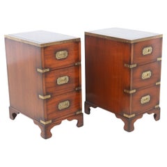 Military Campaign Style Bedside Chests, 1950s. Set of 2.