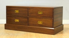 MiLITARY CAMPAIGN STYLE BROWN MAHOGANY CHEST/TV STAND