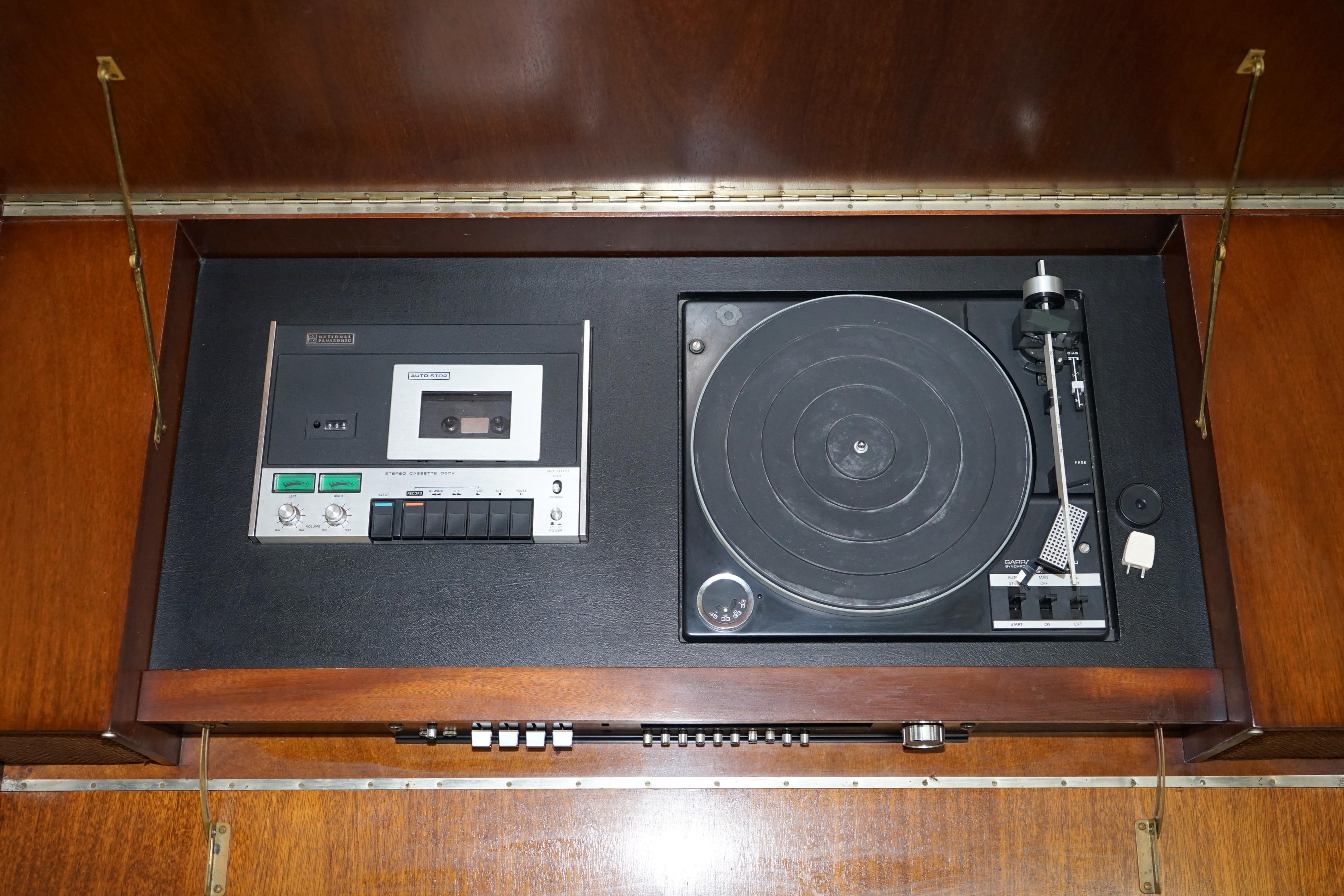 Military Campaign Style Console Coffee Table Hidden Radio Tape Record Player For Sale 5