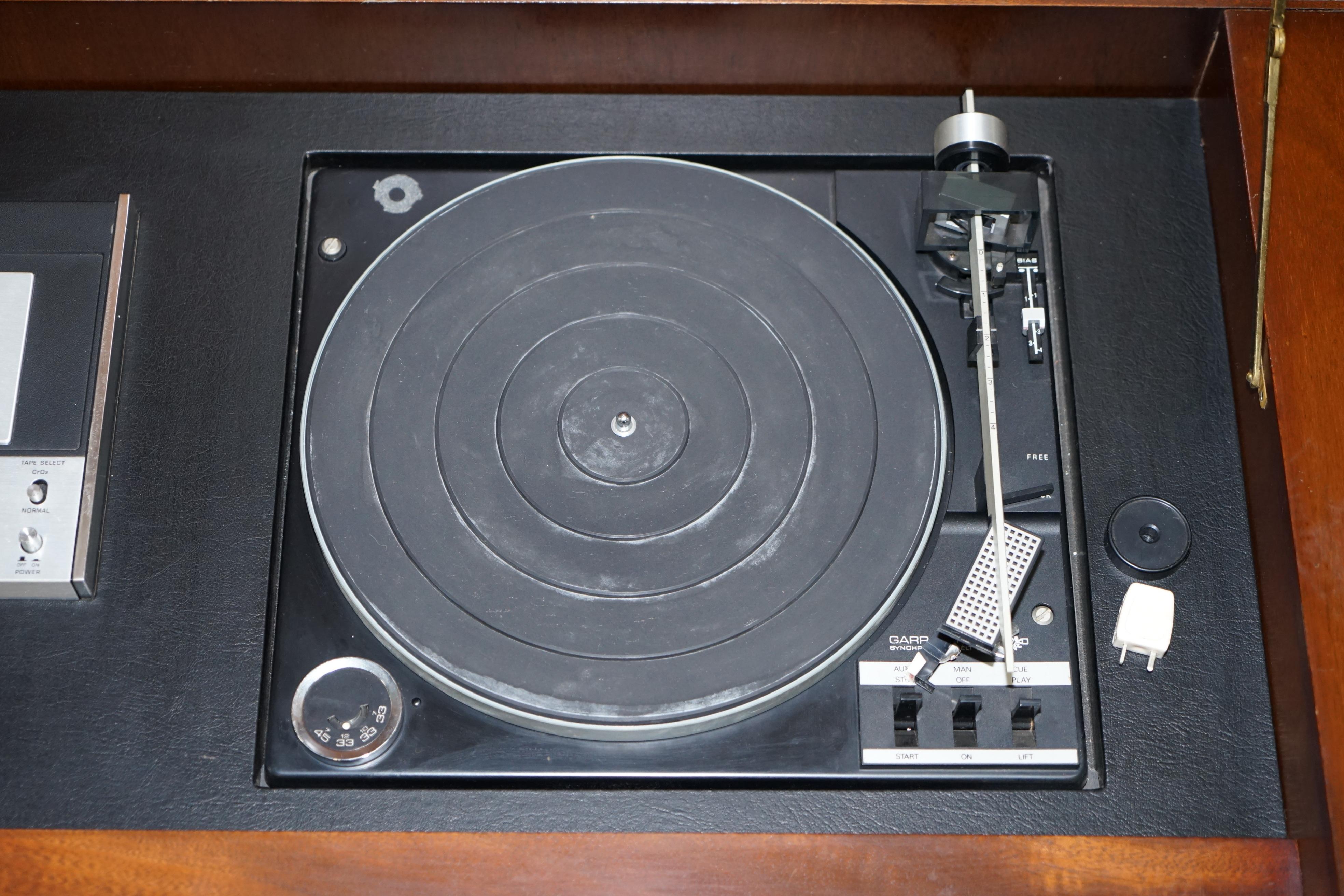 Military Campaign Style Console Coffee Table Hidden Radio Tape Record Player For Sale 6