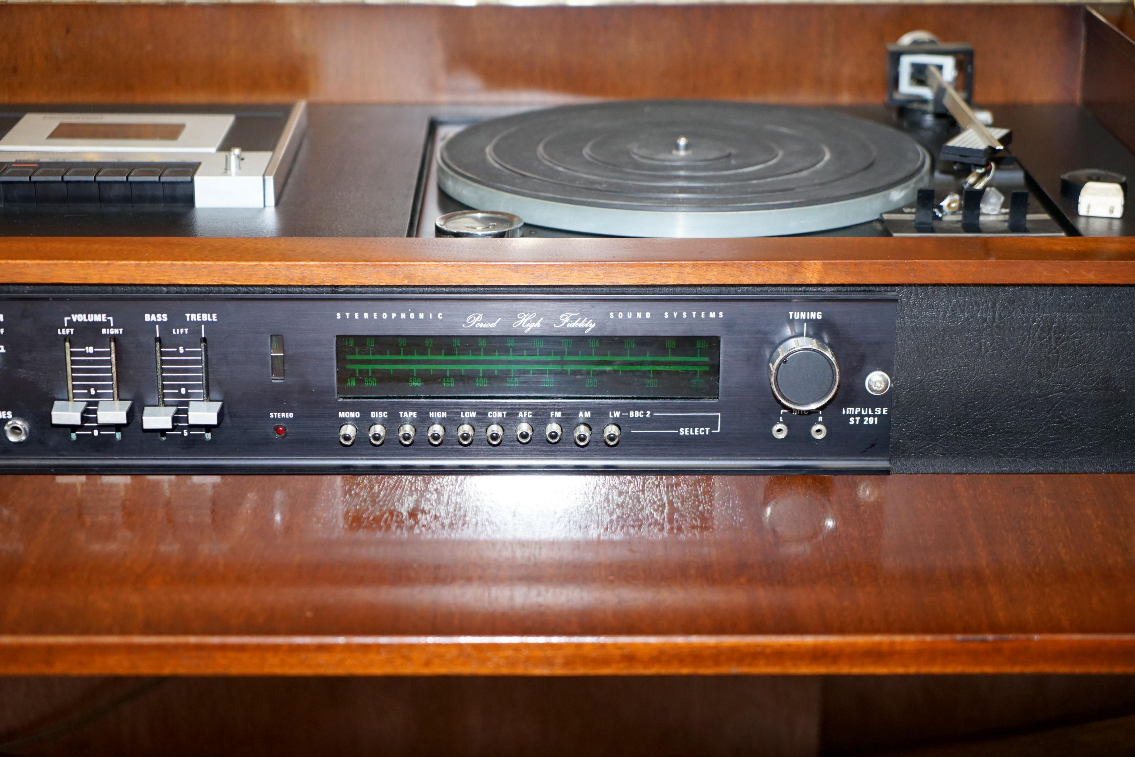 Military Campaign Style Console Coffee Table Hidden Radio Tape Record Player For Sale 7