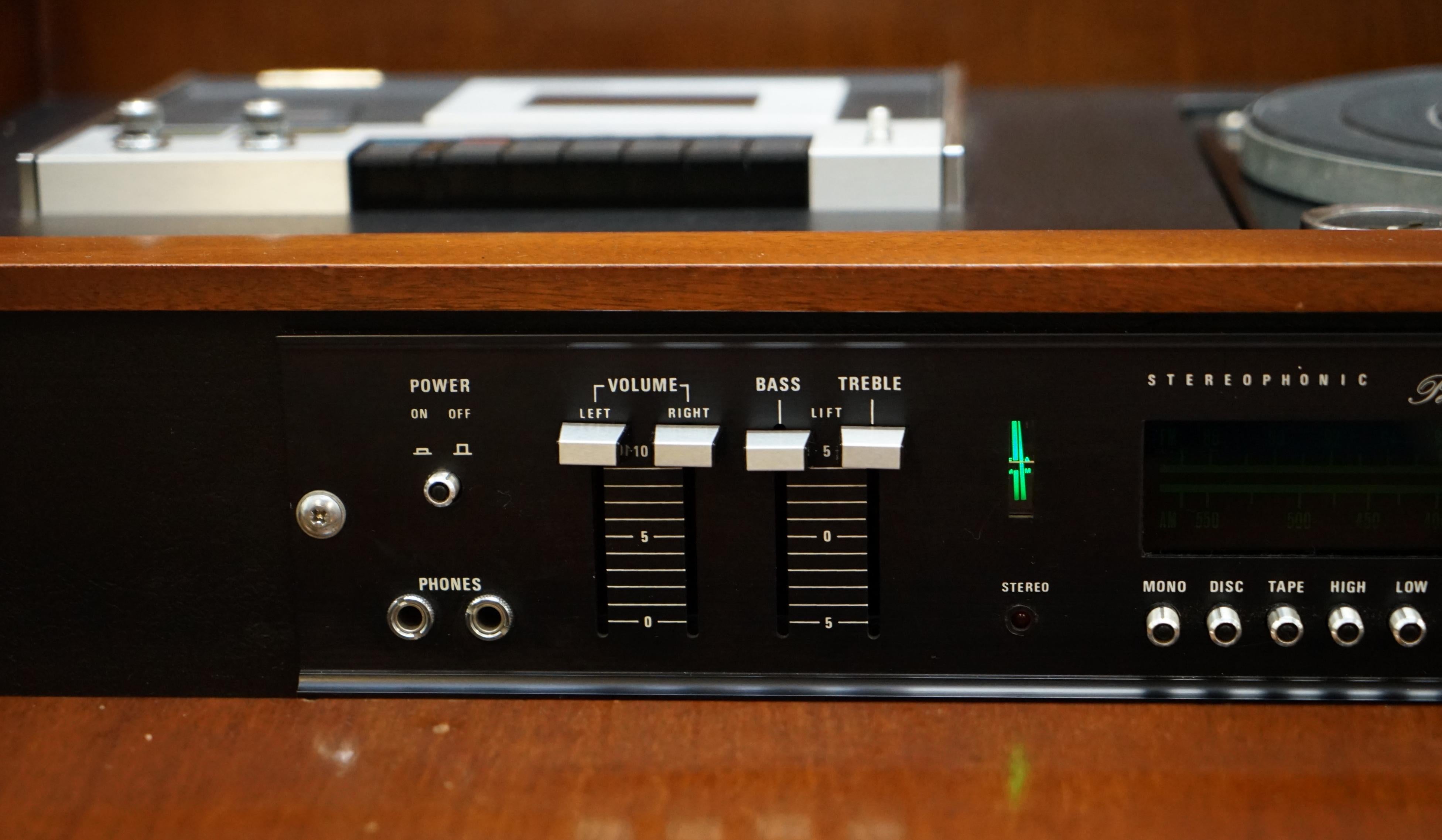 Military Campaign Style Console Coffee Table Hidden Radio Tape Record Player For Sale 8