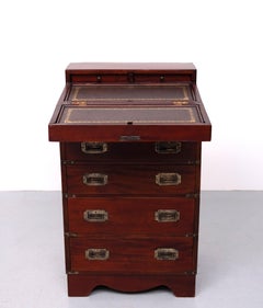 Military Campaign style  Mahogany Davenport Desk. England