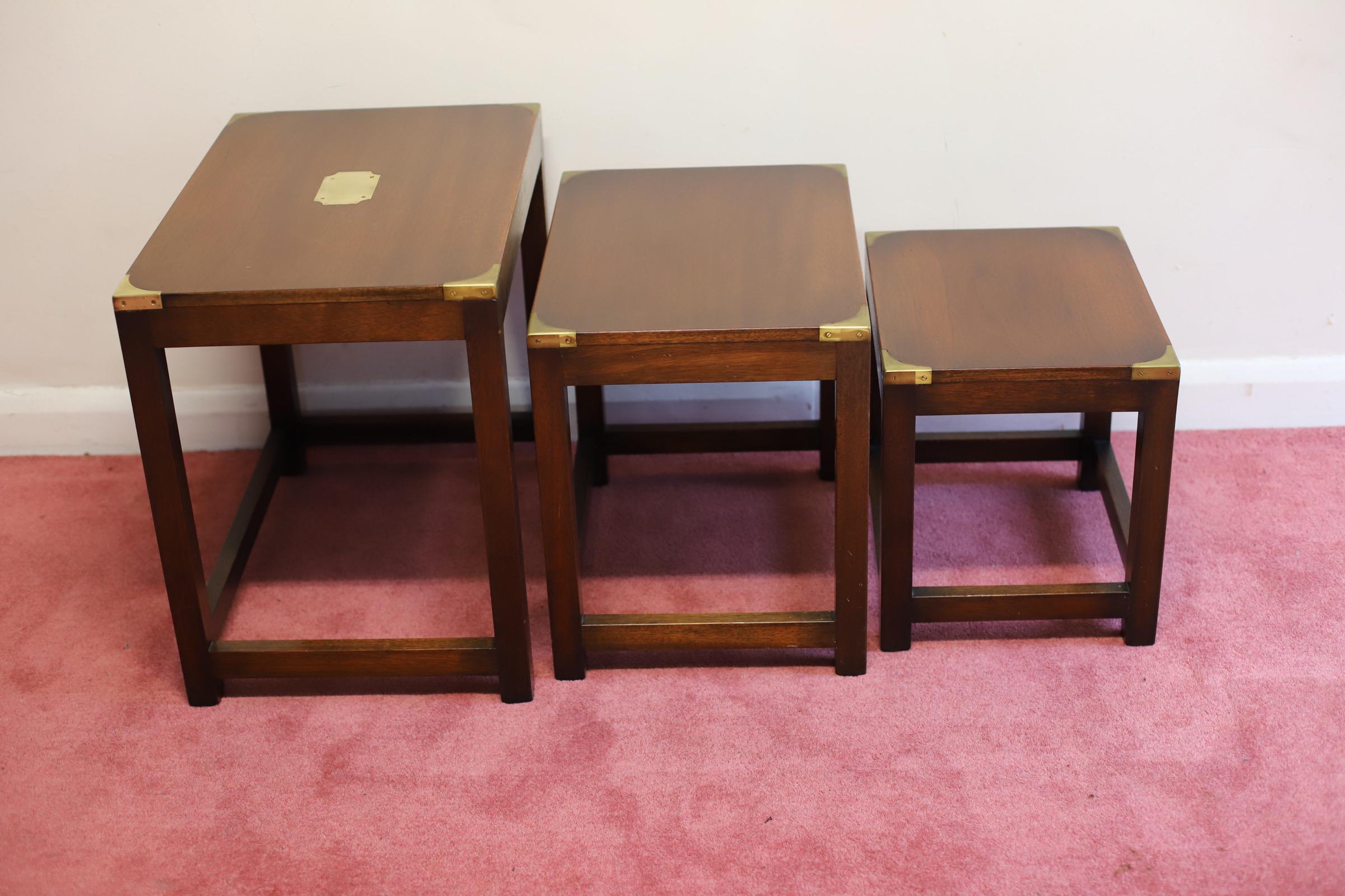 Military Campaign Style Nest Of Three Tables  For Sale 5