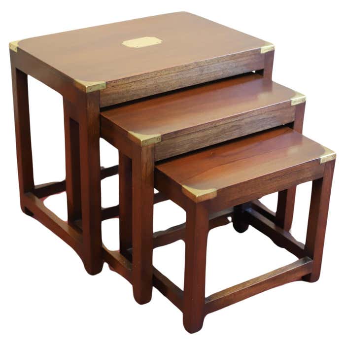Military Campaign Style Nest Of Three Tables For Sale at 1stDibs