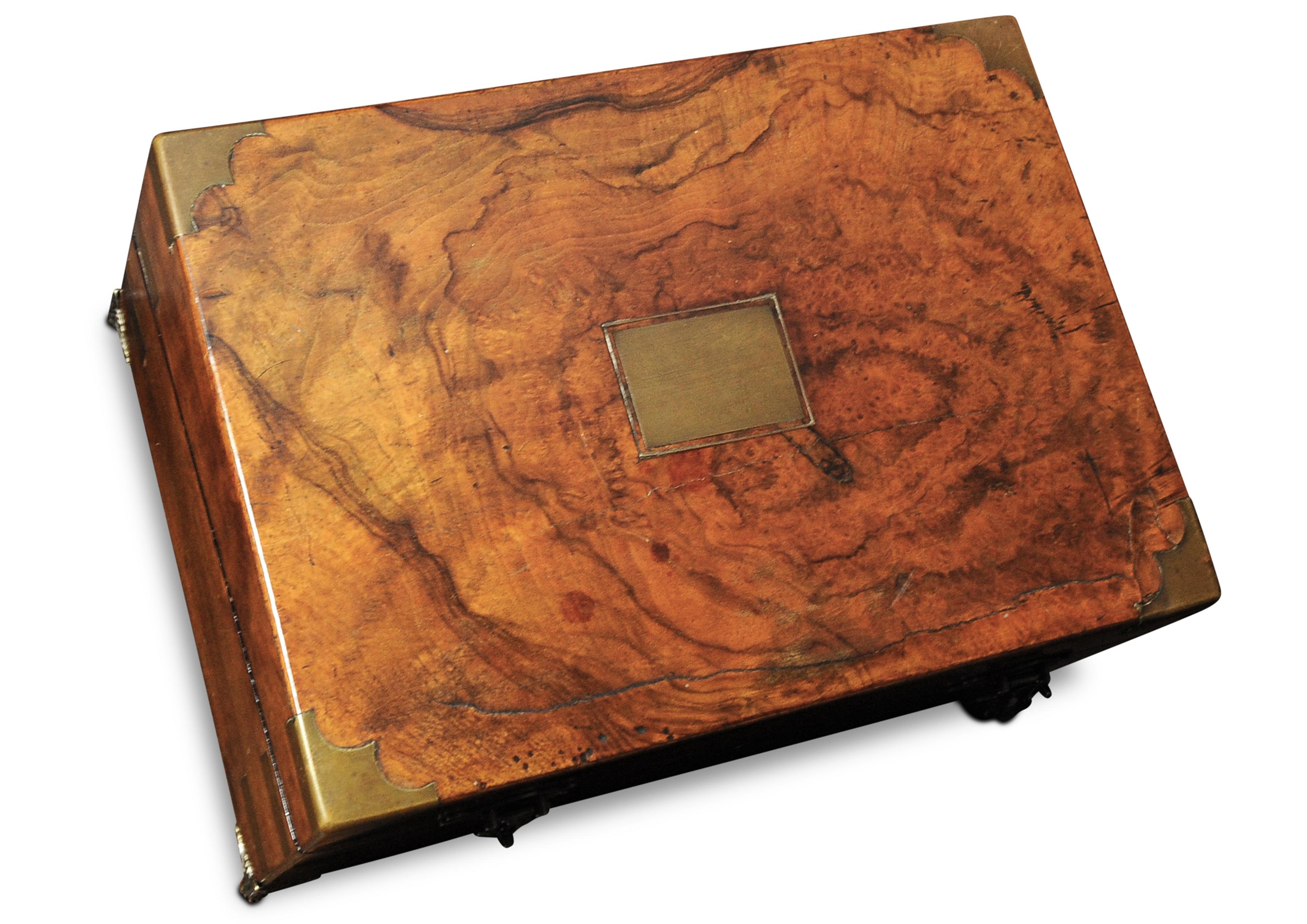 English Military Campaign Walnut Brass Bound Double Watch Winder Box for Rolex, Omega For Sale