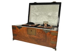 Used Military Campaign Walnut Brass Bound Double Watch Winder Box for Rolex, Omega