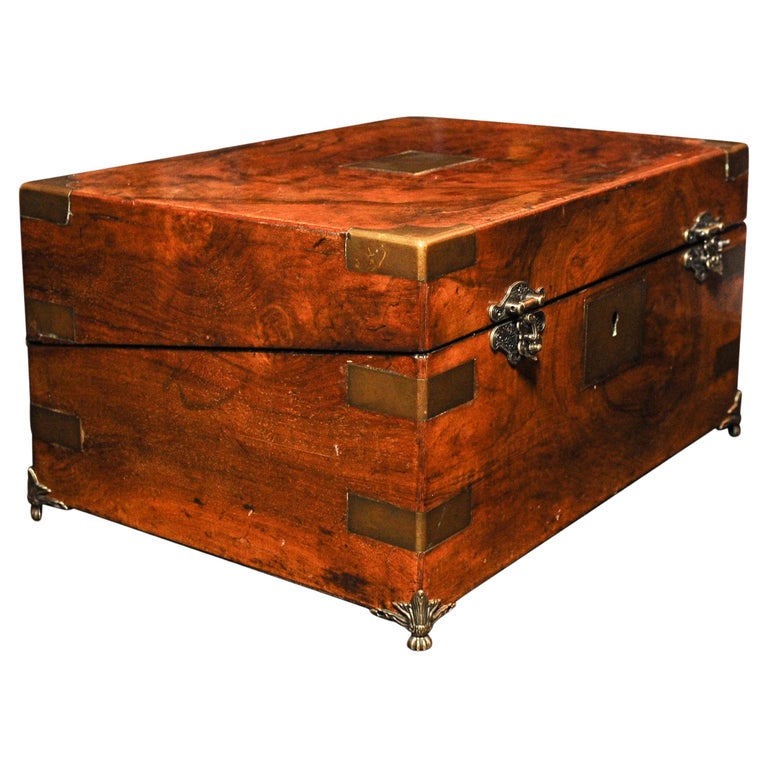 Military Campaign Walnut Brass Bound Double Watch Winder Box for Rolex