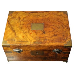 Antique Military Campaign Walnut Brass Bound Double Watch Winder Box for Rolex, Omega