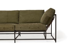 Sofá militar de lona y acero ennegrecido V1