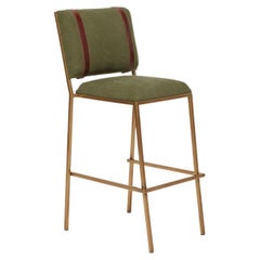 Military Canvas & Antique Brass Barstool