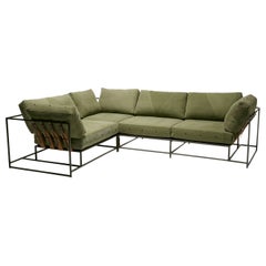 Military Canvas & Blackened Steel Medium Sectional