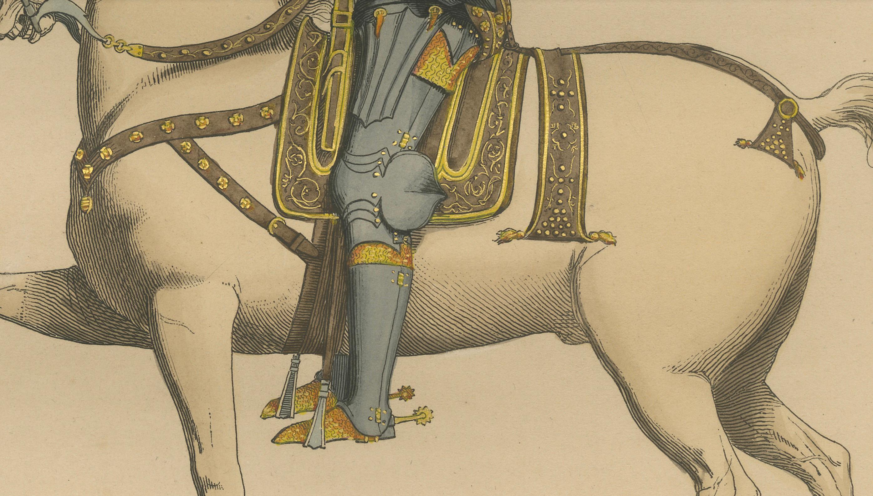 19th Century Military Costume of Jordan Orsini, Roman Nobleman on Horseback, Published 1845 For Sale