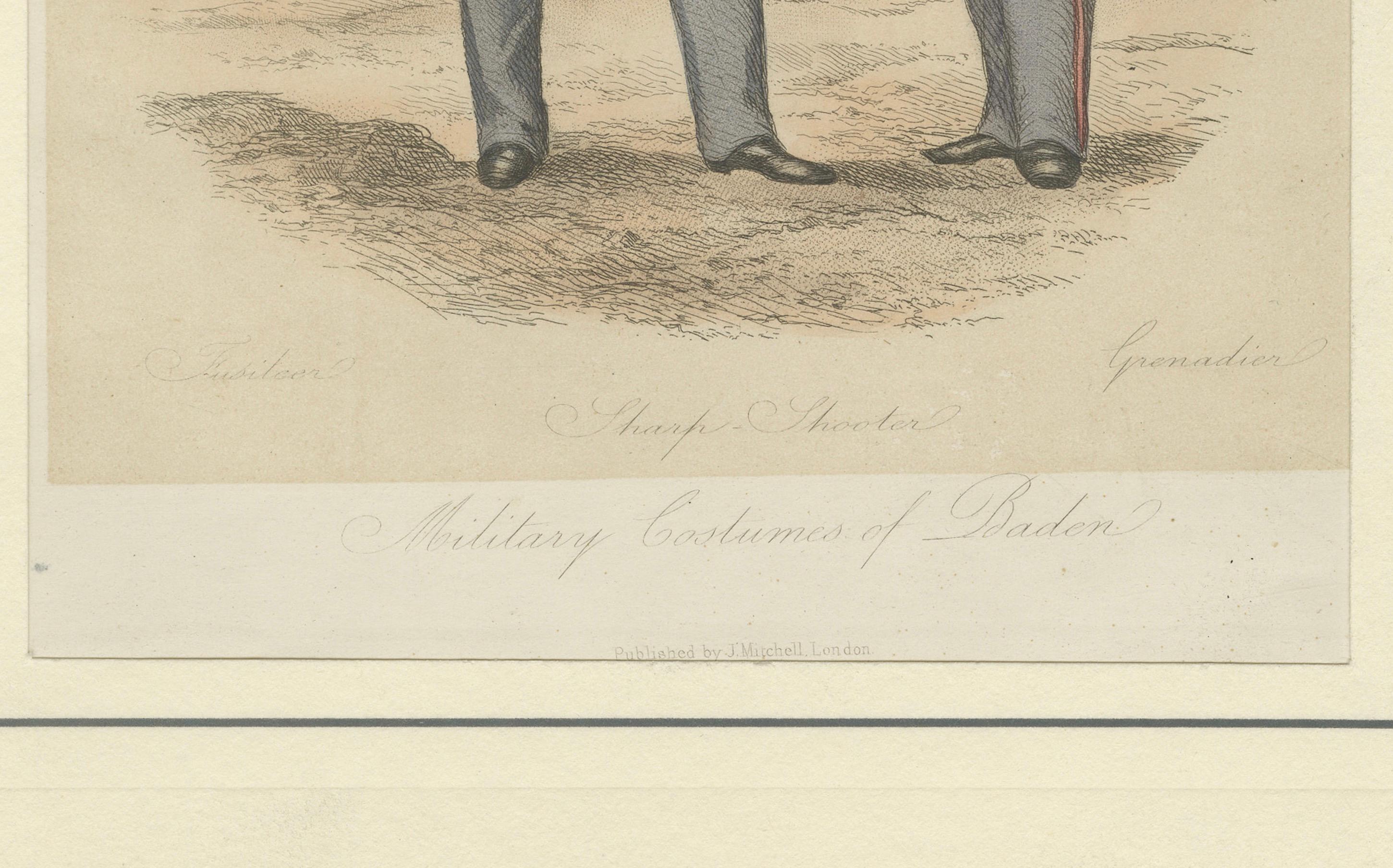 Badische Militärtracht - Füsilier, Scharfschütze & Grenadier, um 1830-1840 im Zustand „Gut“ im Angebot in Langweer, NL