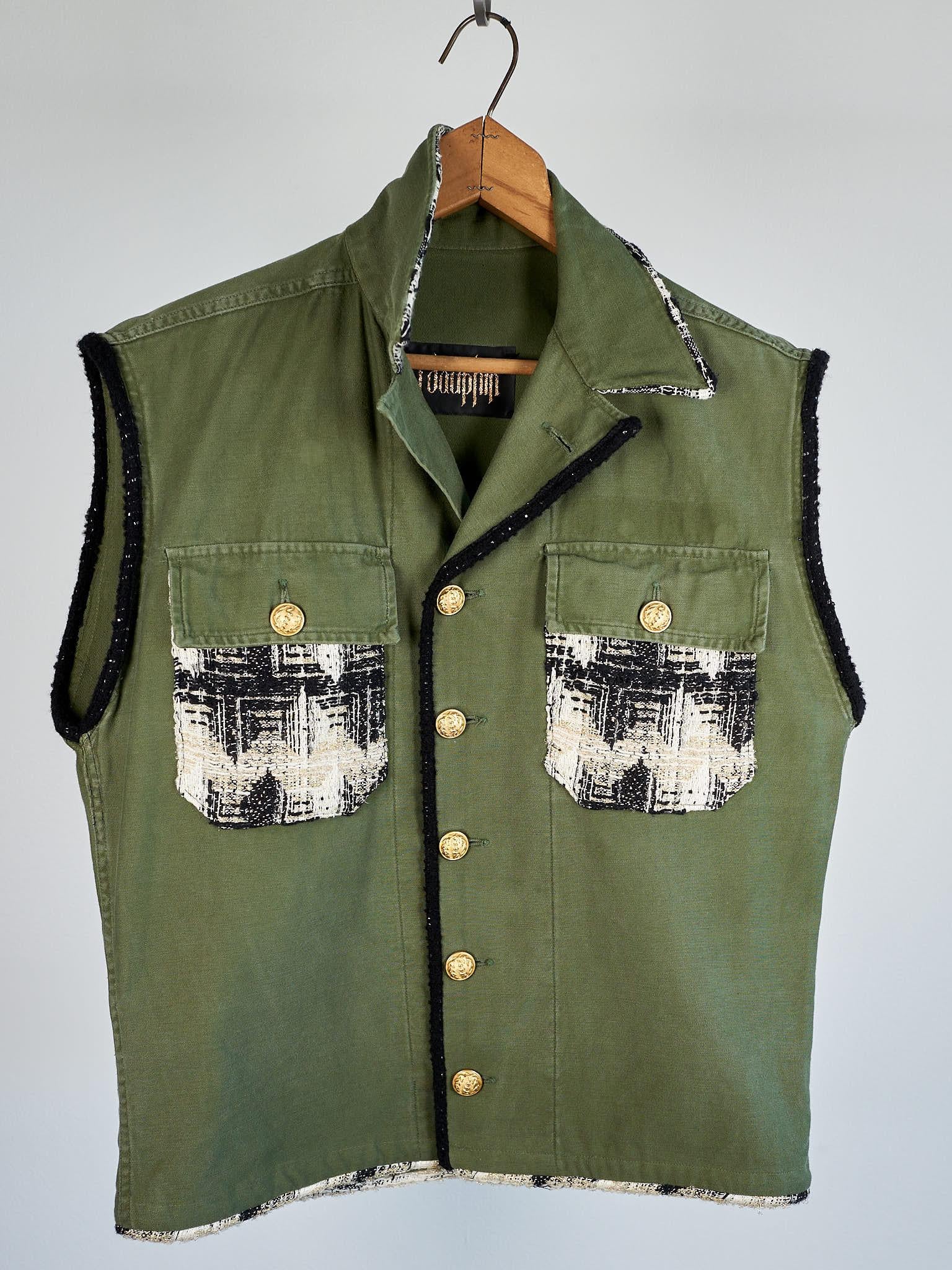 Military Green Vintage Repurposed Vest 