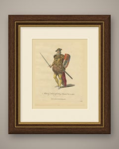 Military Habit of King Edward VI in 1552, Sword and Shield, Jefferys Plate, 1757