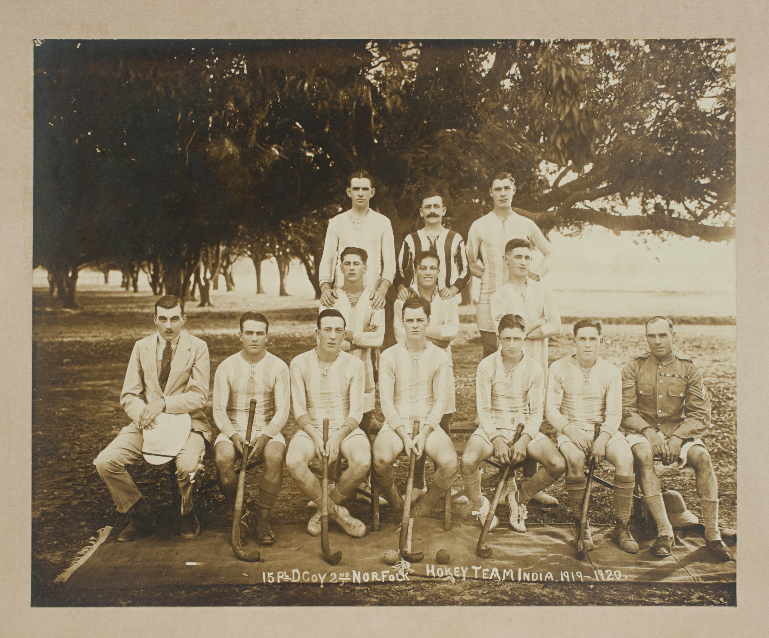 British Military Hockey Team Photograph in India. For Sale