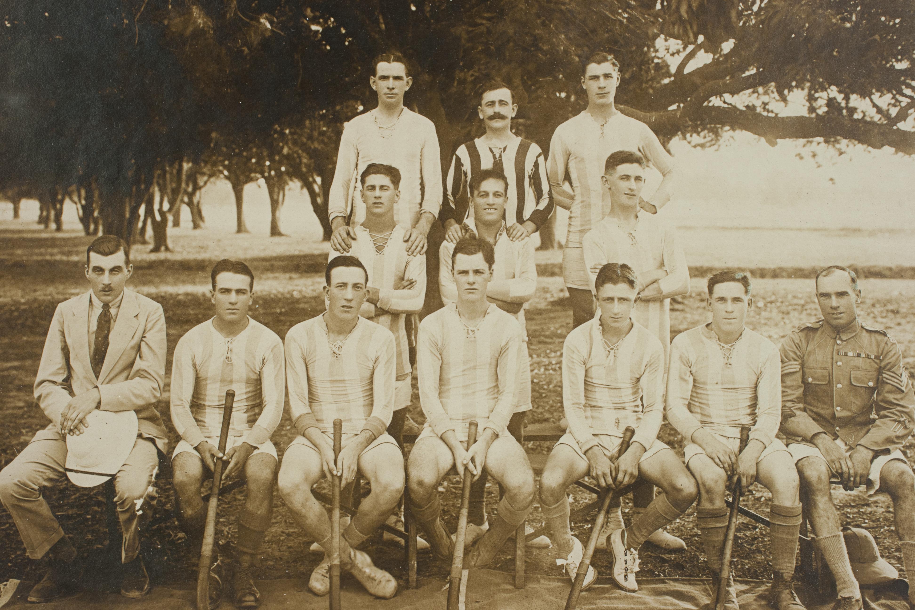 Early 20th Century Military Hockey Team Photograph in India. For Sale