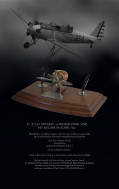 Military Interest A Presentation Desk Pen Holder or Stand Dated 1951