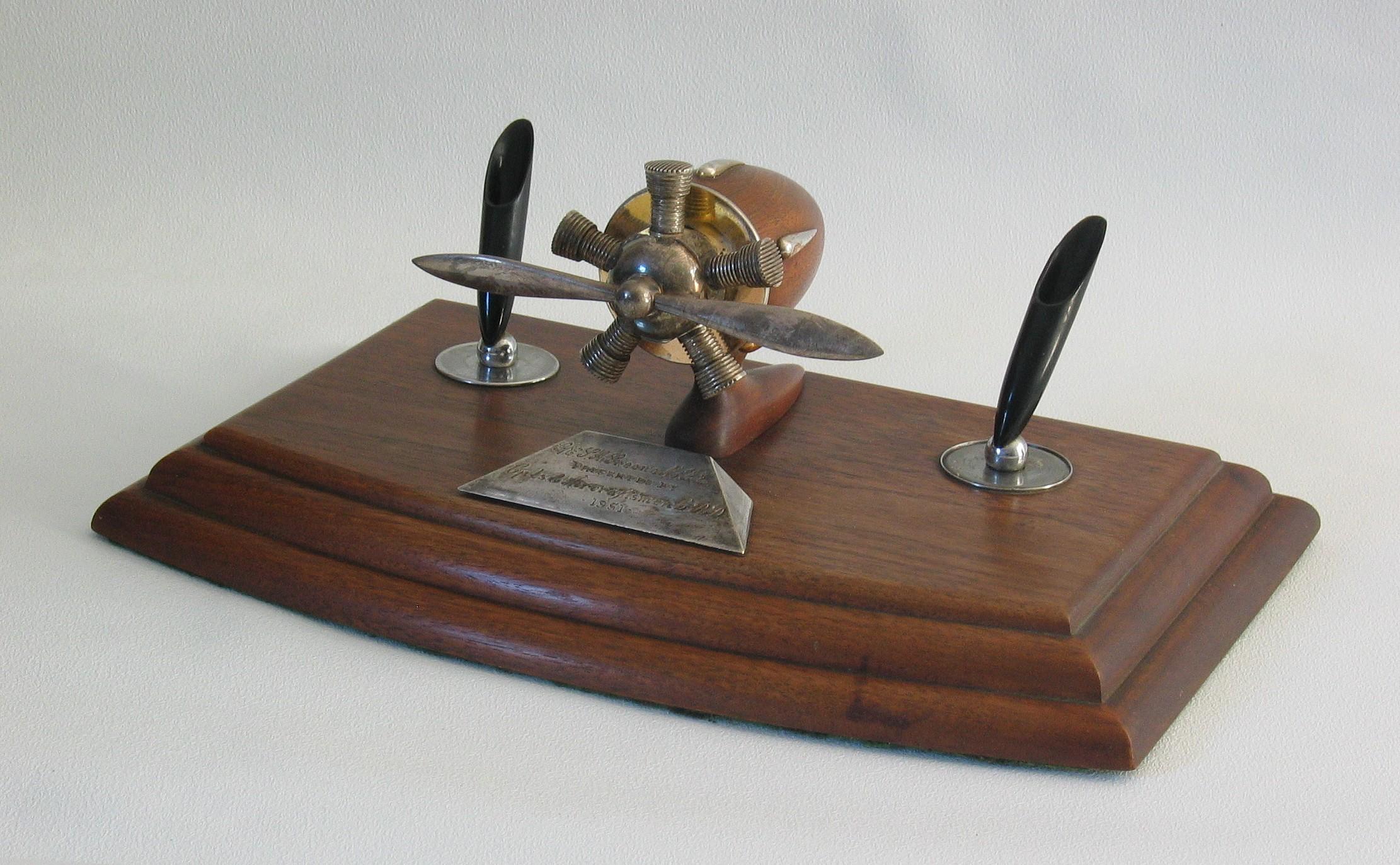 English Military Interest A Presentation Desk Pen Holder or Stand Dated 1951 For Sale