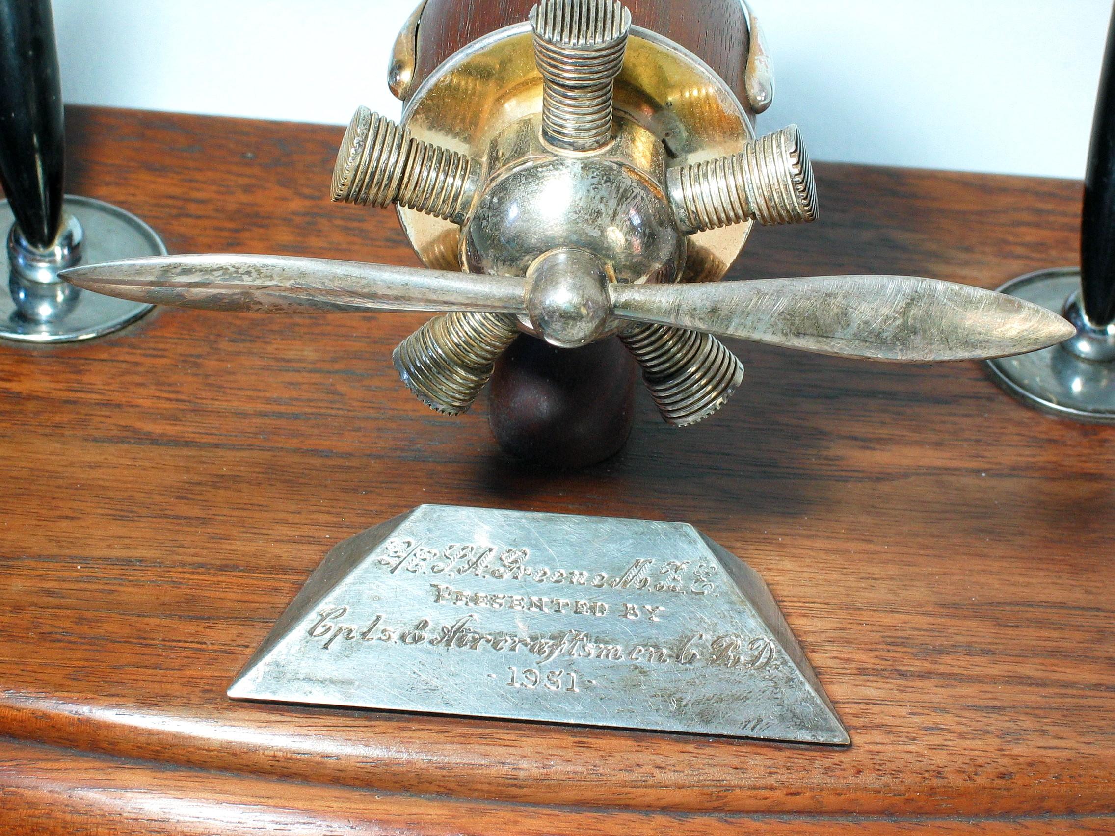 Military Interest A Presentation Desk Pen Holder or Stand Dated 1951 For Sale 1