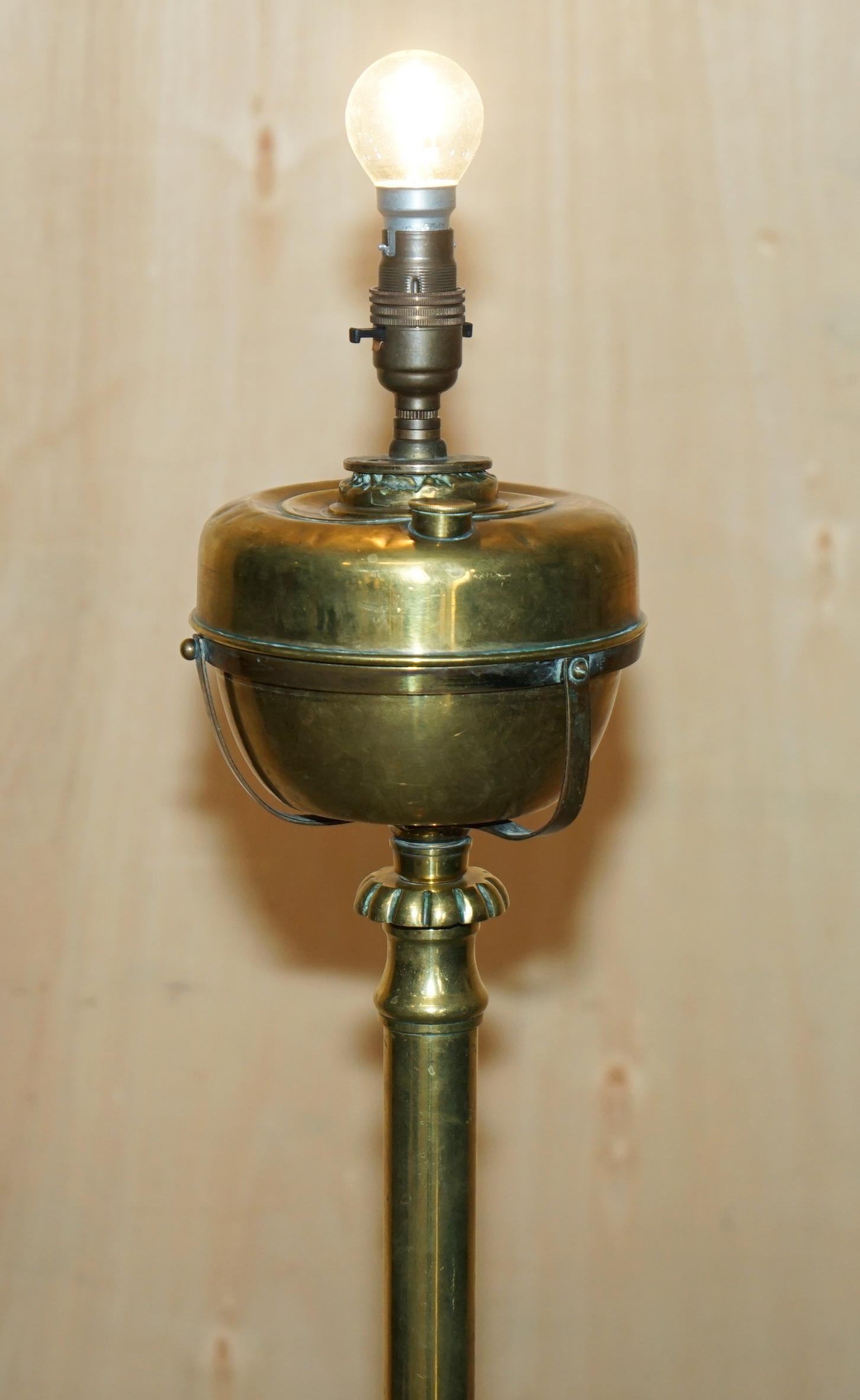 Late Victorian MILITARY INTEREST ANTiQUE VICTORIAN FLOOR STANDING ELECTRIC CONVERTED OIL LAMP For Sale