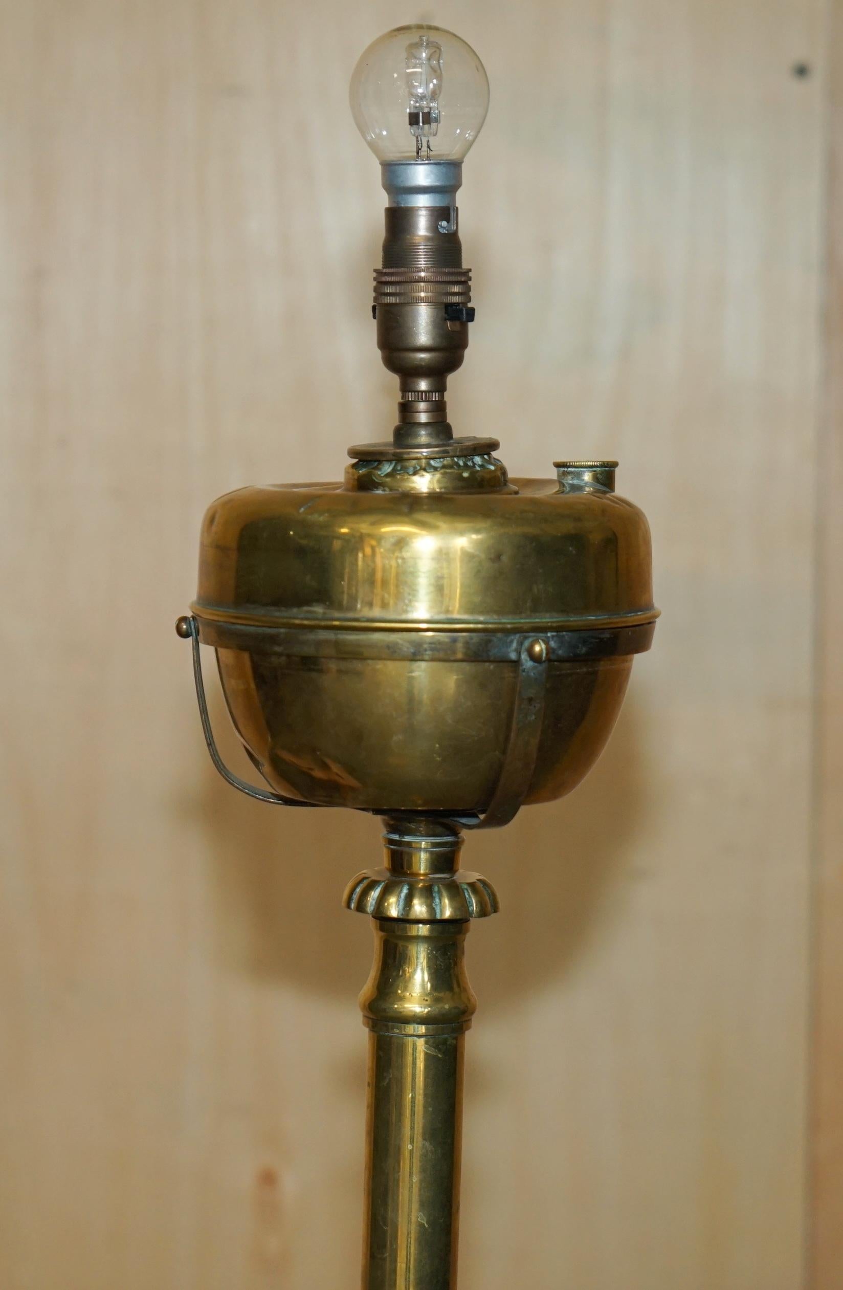 Late 19th Century MILITARY INTEREST ANTiQUE VICTORIAN FLOOR STANDING ELECTRIC CONVERTED OIL LAMP For Sale