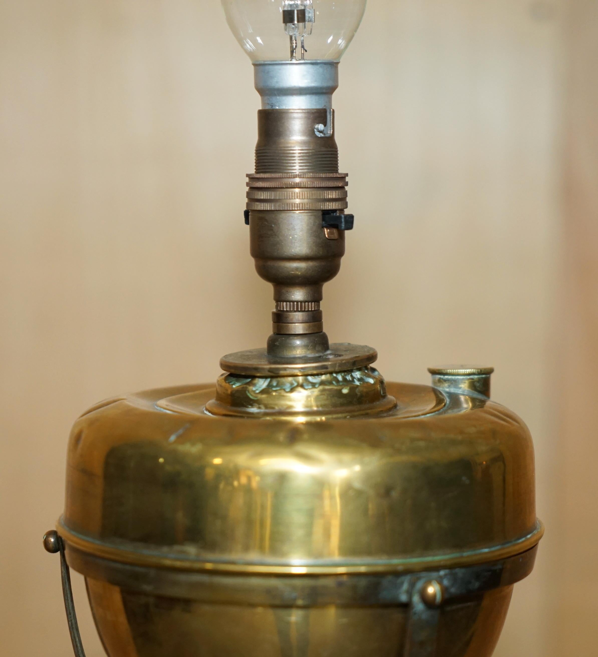 Brass MILITARY INTEREST ANTiQUE VICTORIAN FLOOR STANDING ELECTRIC CONVERTED OIL LAMP For Sale