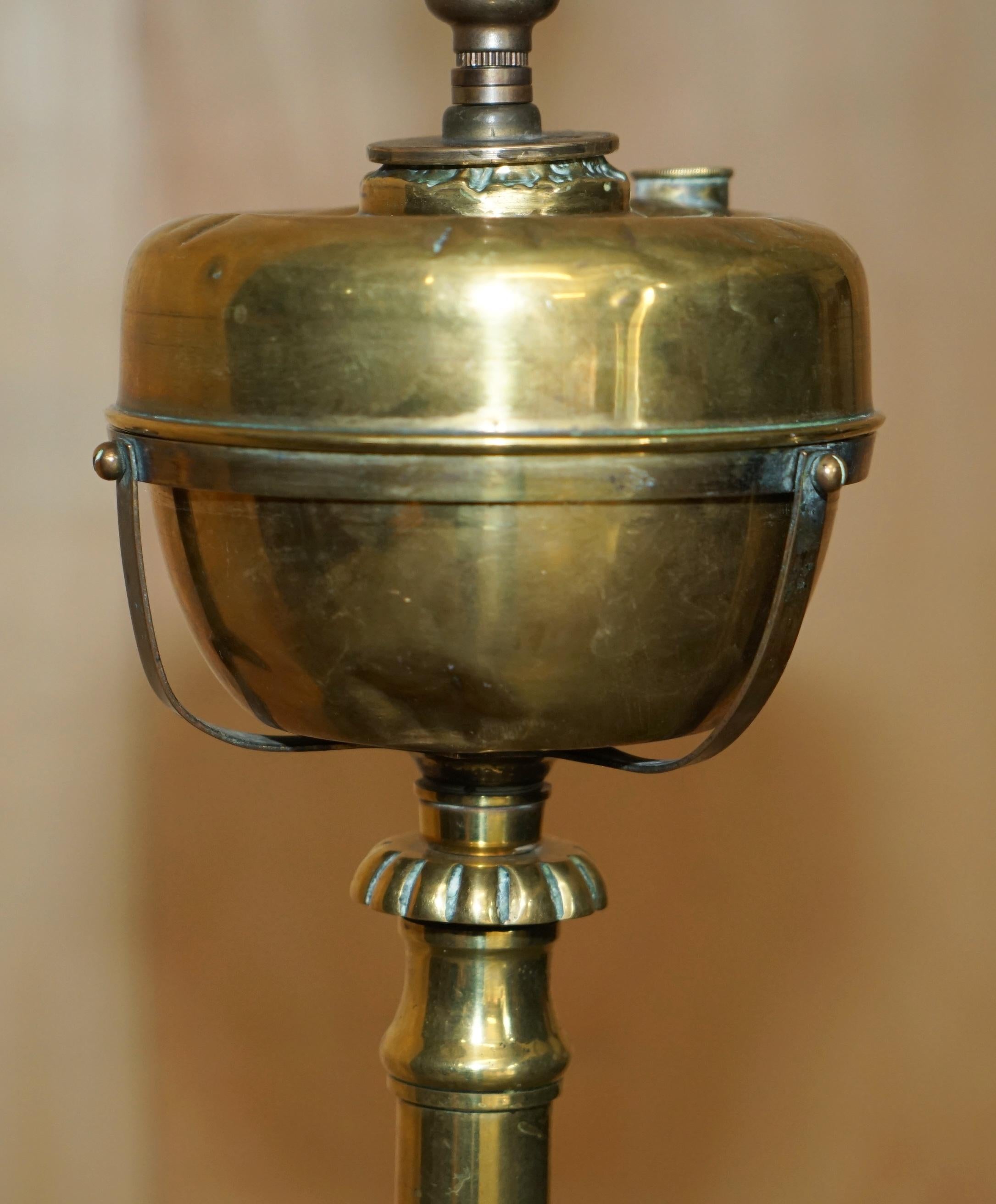 MILITARY INTEREST ANTiQUE VICTORIAN FLOOR STANDING ELECTRIC CONVERTED OIL LAMP For Sale 1