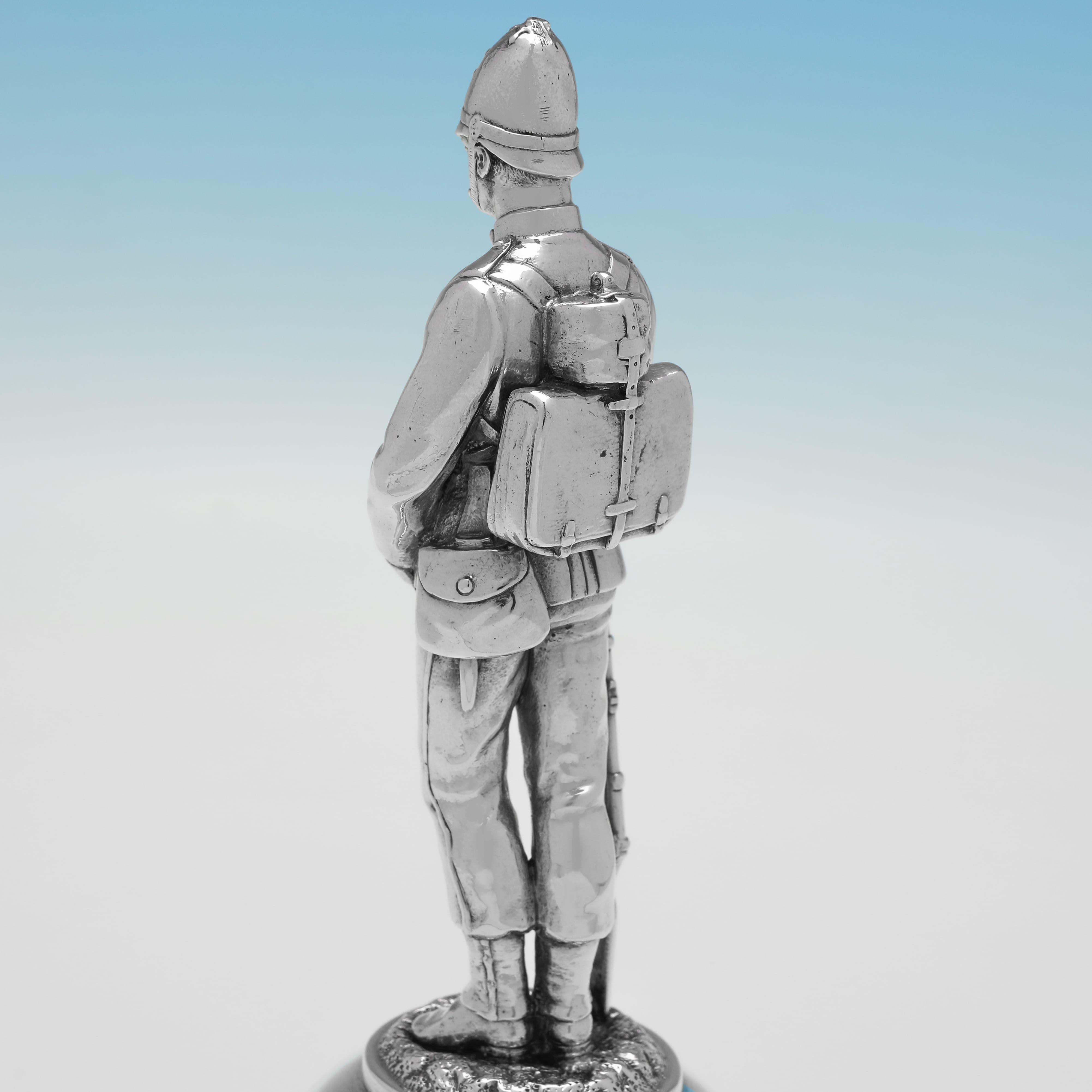 Military Interest - Campana victoriana de plata de ley con inscripción militar Fines del siglo XIX en venta