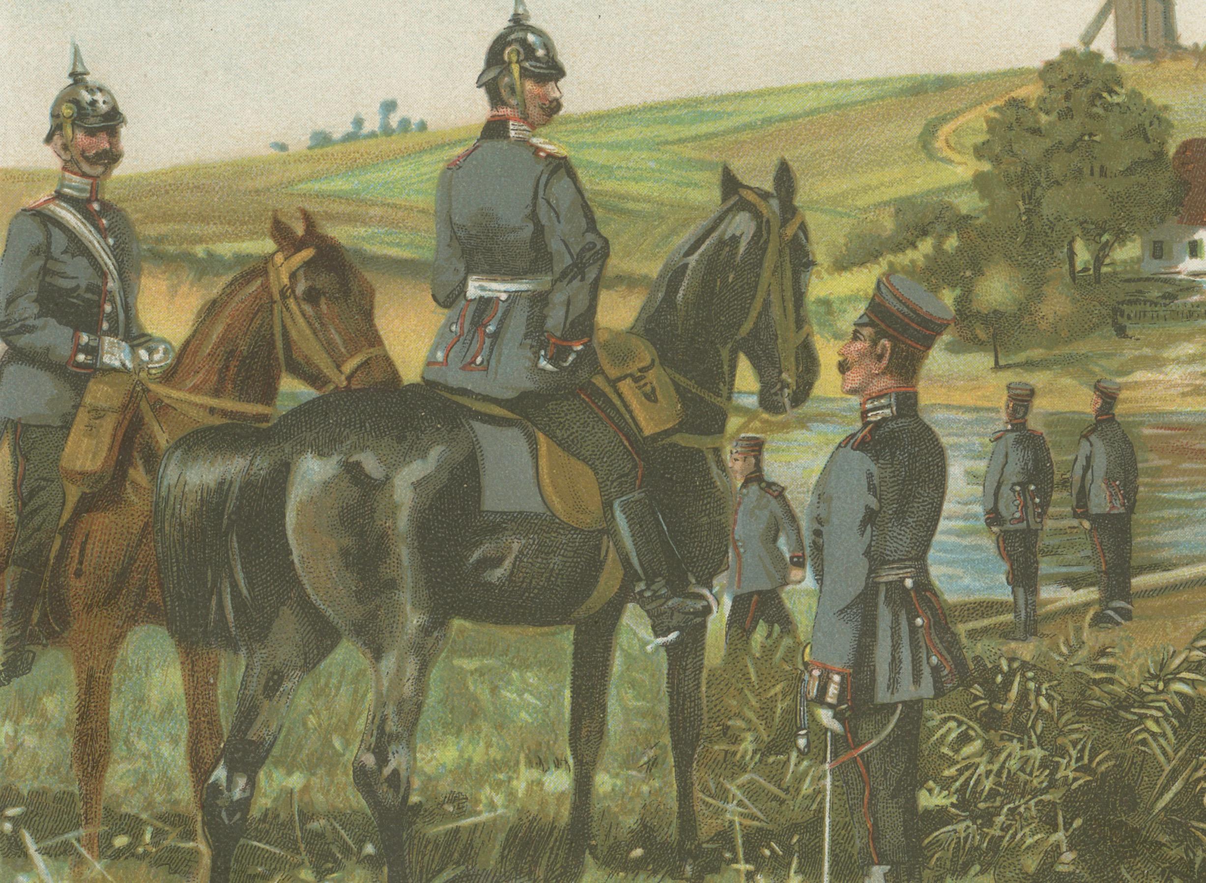 Début du 20ème siècle Lithographies militaires - Soldats prussiens en service par R. Knötel, 1900 en vente