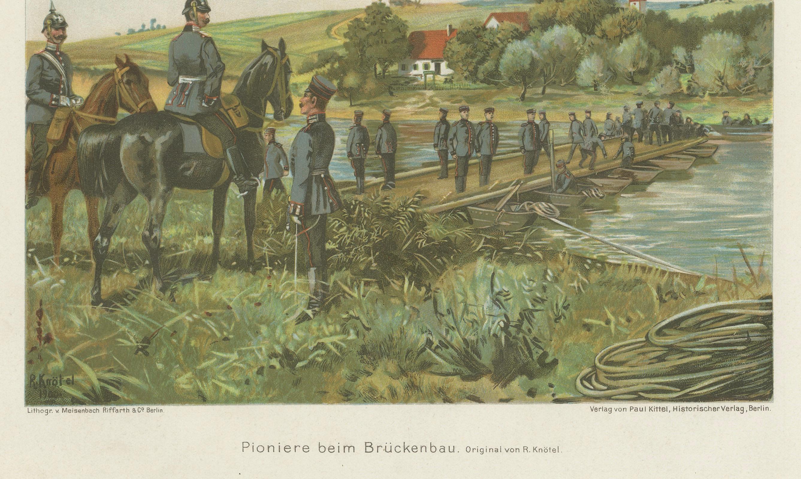 Papier Lithographies militaires - Soldats prussiens en service par R. Knötel, 1900 en vente