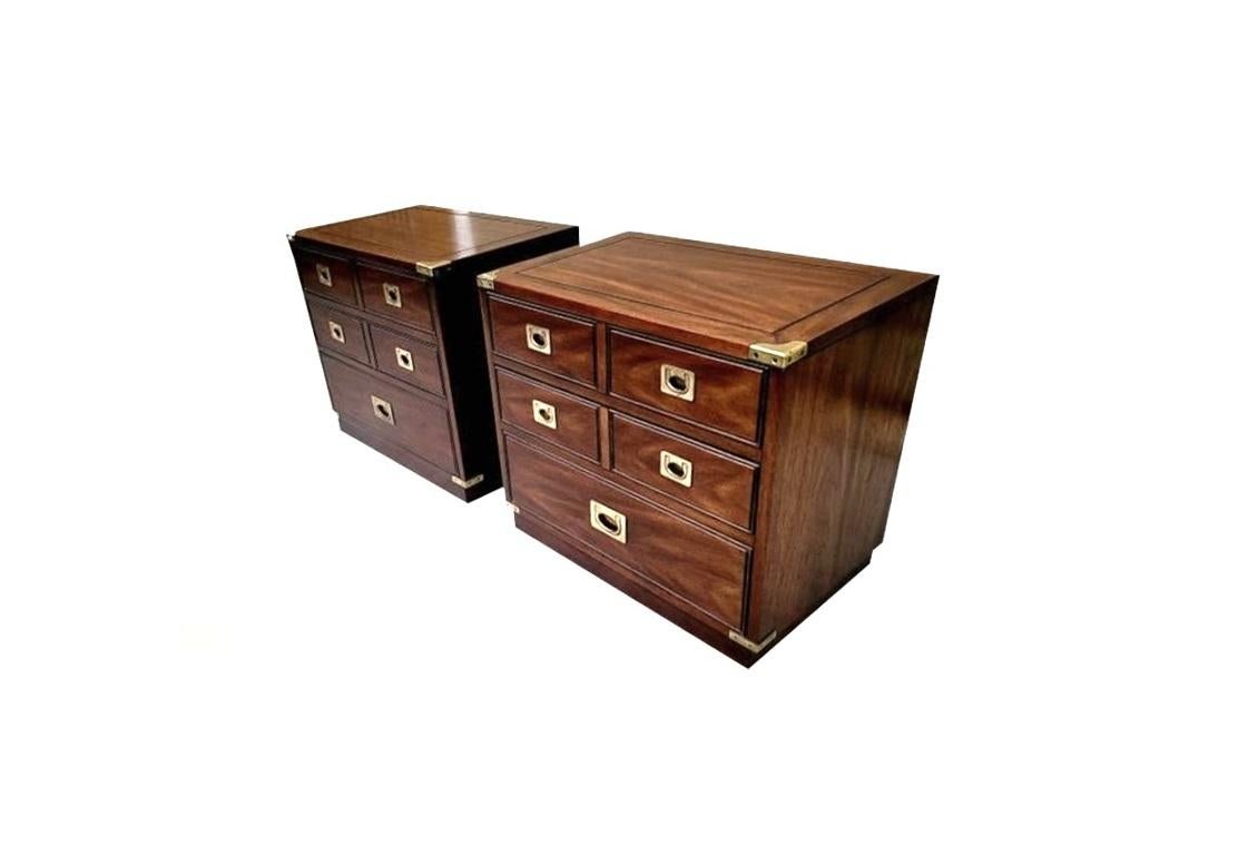 20th Century Military Officer's Campaign Style Side Chests, Pair