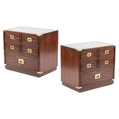Vintage Military Officer's Campaign Style Side Chests, Pair