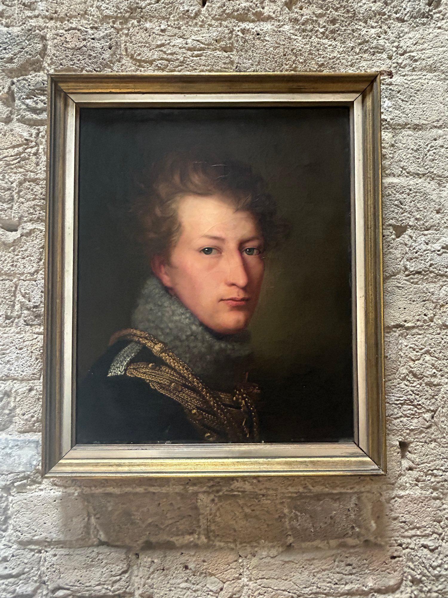 Early 19th Century 19th Century Military Oil Painting of Prussian Hussar by August Von Der Embde For Sale