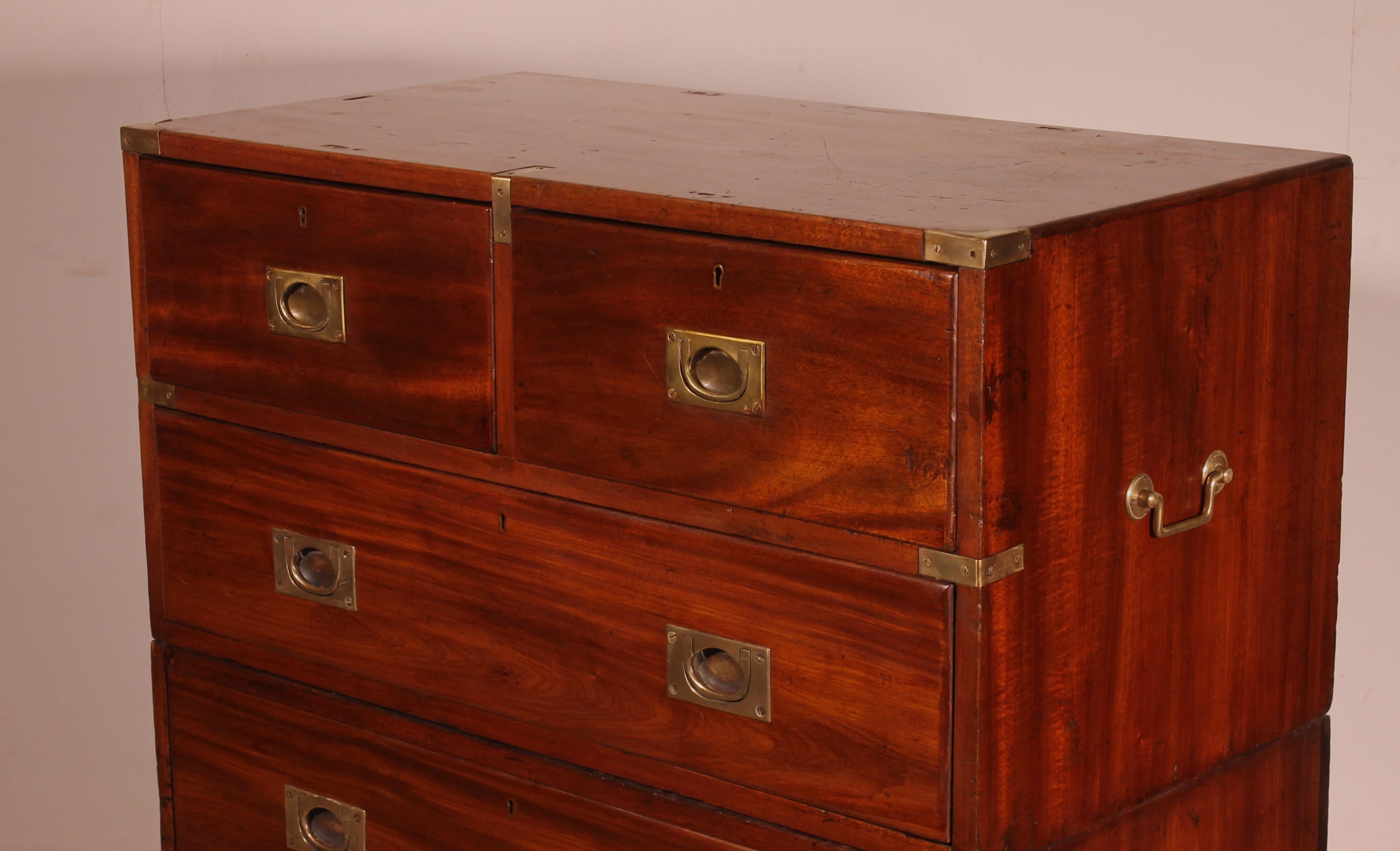 Military Or Campaign Chest Of Drawers In Mahogany - 19th Century For ...