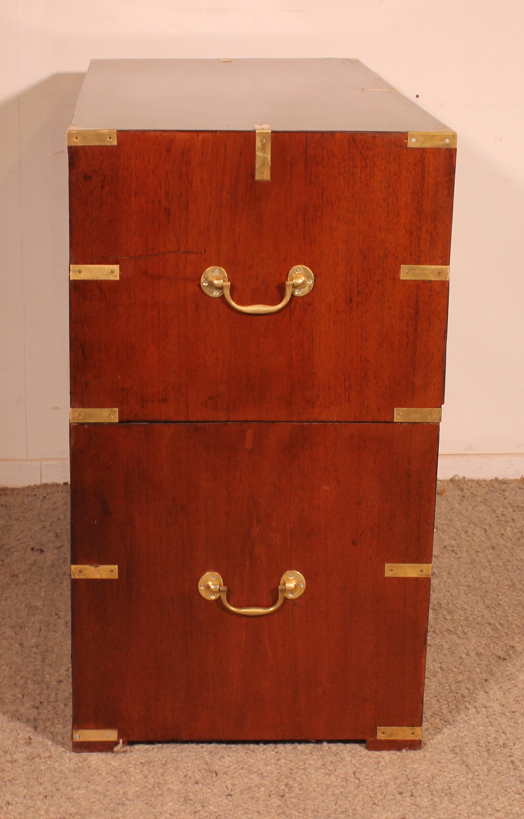 Military Or Campaign Officer's Chest Of Drawers In Mahogany - 19th Century en venta 3