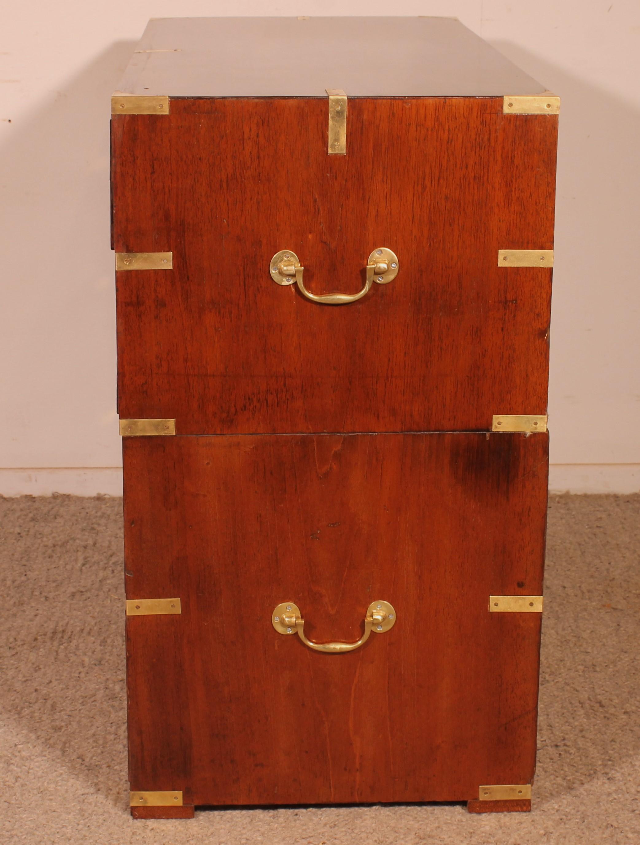 Military Or Campaign Officer's Chest Of Drawers In Mahogany - 19th Century en venta 1