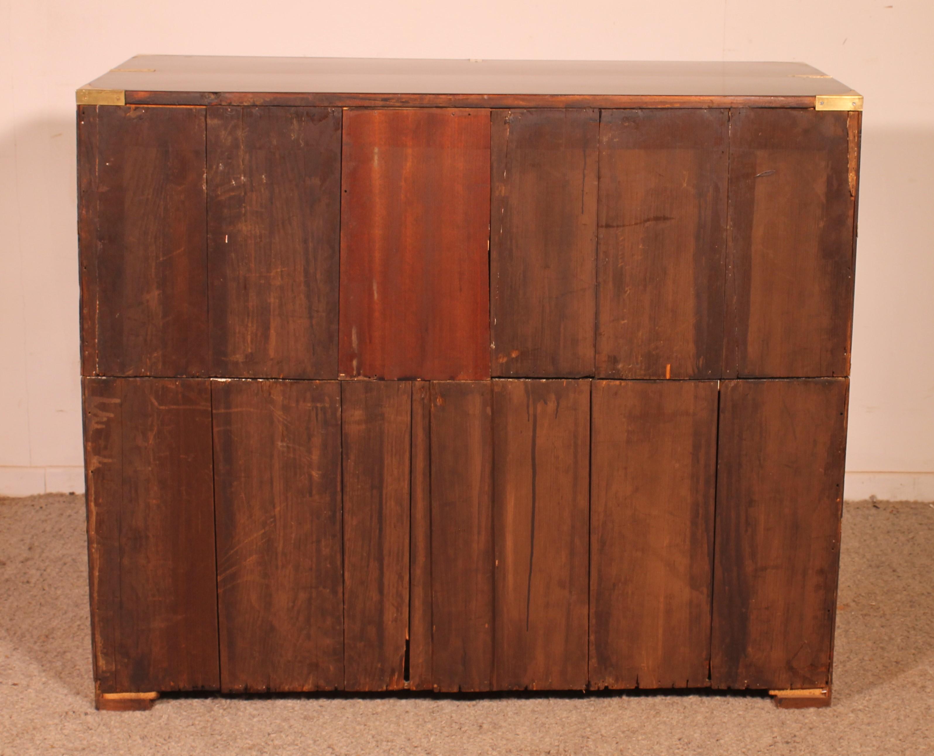 Military Or Campaign Officer's Chest Of Drawers In Mahogany - 19th Century en venta 2