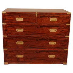 Military Or Campaign Officer's Chest Of Drawers In Mahogany - 19th Century