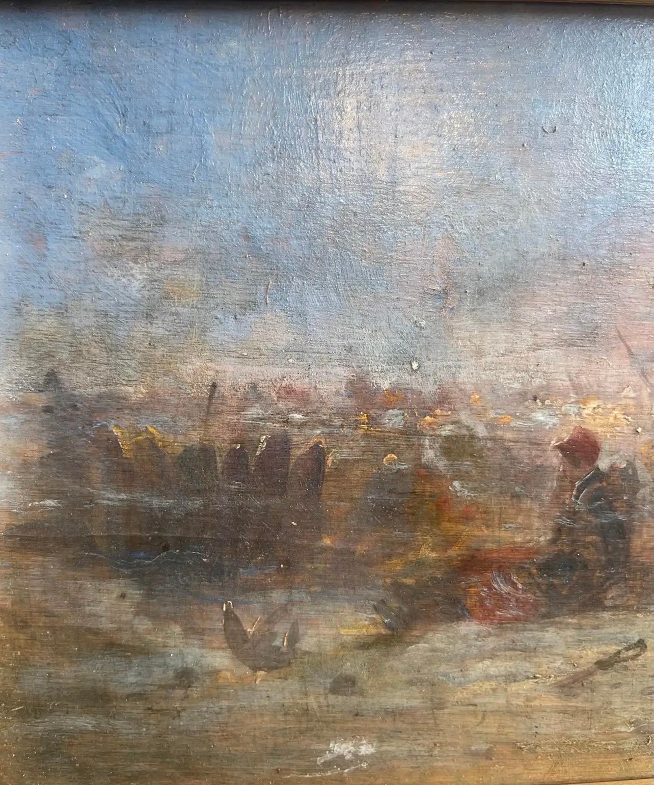 Battlefield Französische Infantry Prussians Krieg 1870 signiert Leon Ambroise Gauthier. (Handbemalt) im Angebot