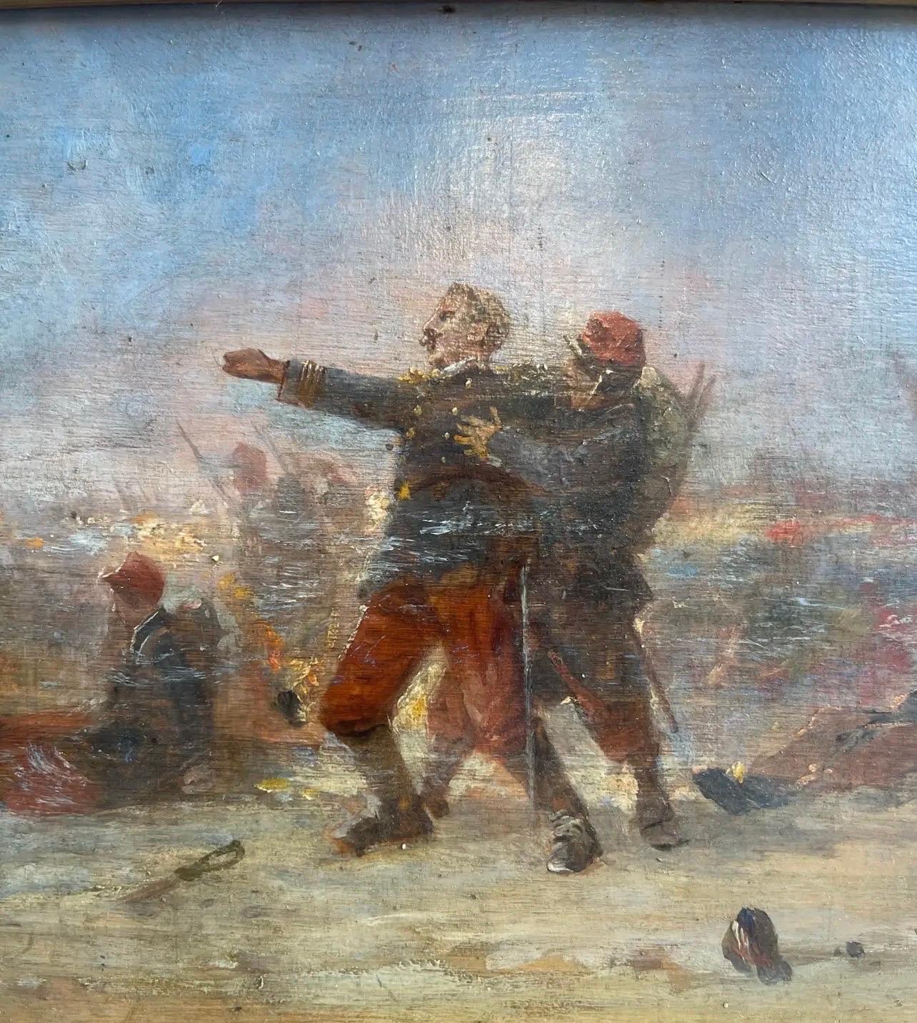 Battlefield Französische Infantry Prussians Krieg 1870 signiert Leon Ambroise Gauthier. im Zustand „Gut“ im Angebot in palm beach, FL