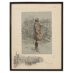 Antique Military Print, The Gunner By Snaffles
