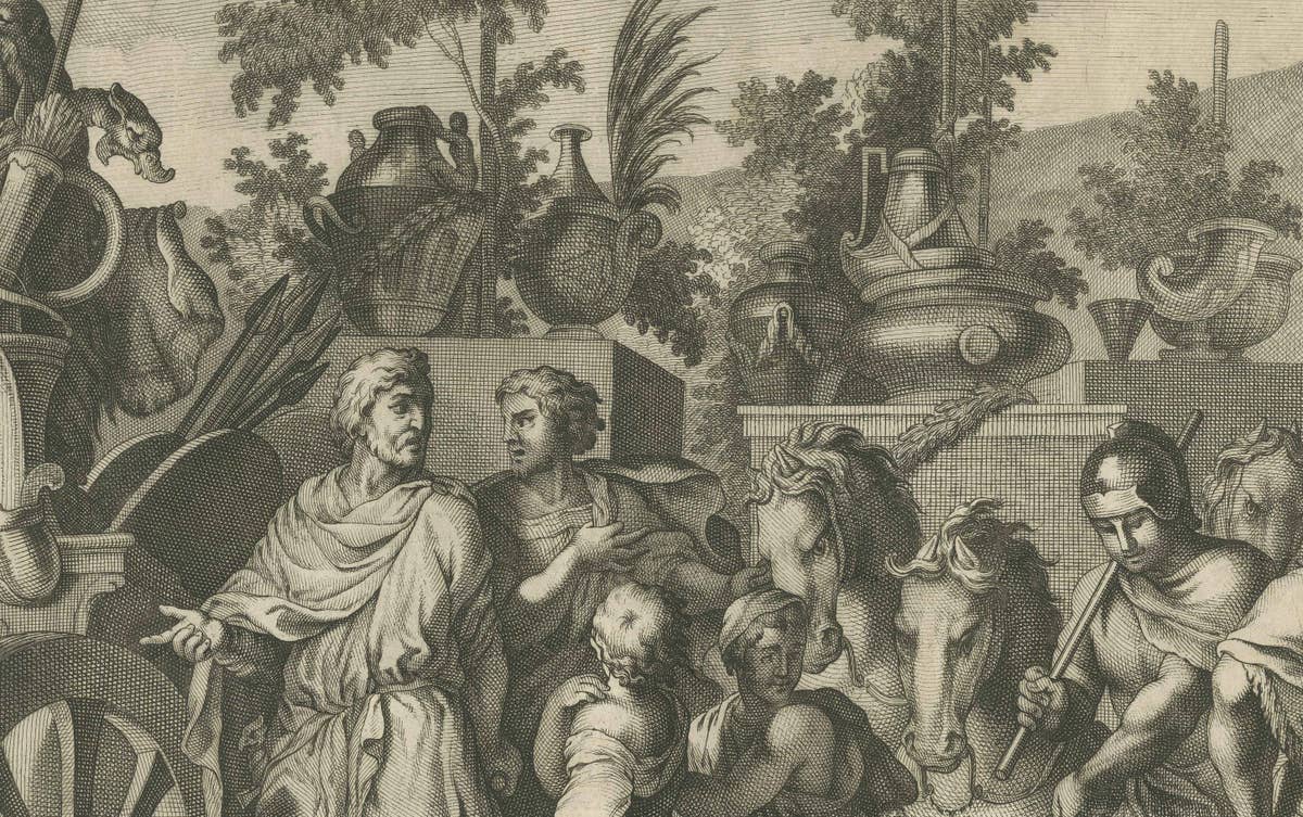 Military Procession with Spoils of War After Gerard de Lairesse Rossetti, ca1700