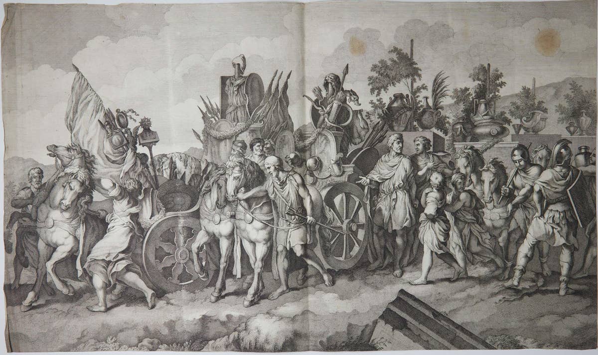 Military Procession with Spoils of War After Gerard de Lairesse Rossetti, ca1700
